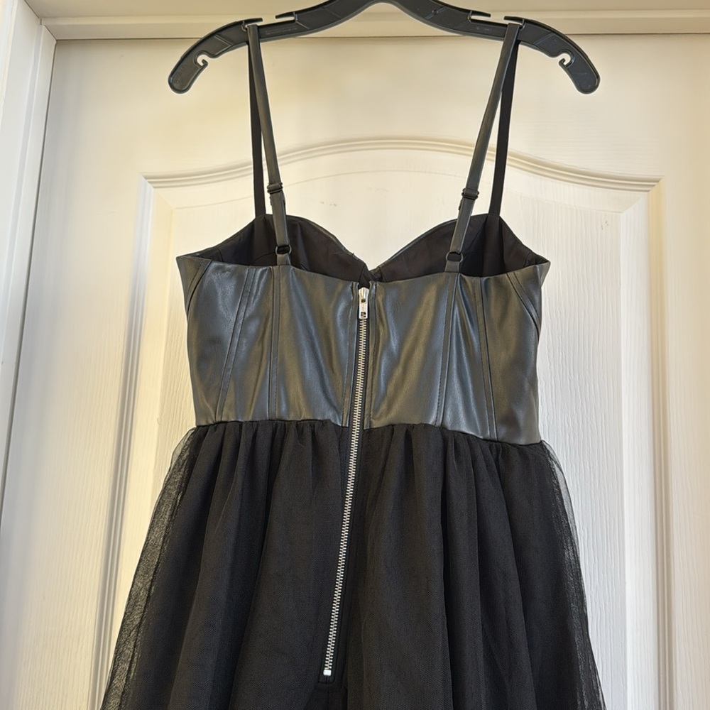 Essex Faux Leather & Tulle Dres - Picture 6 of 15